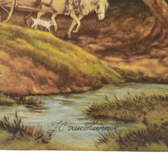 JC Van Hunnik Ceramic Art Tile Colonial Horse Farm Vtg 70s West Germany Country. - Picture 8 of 16